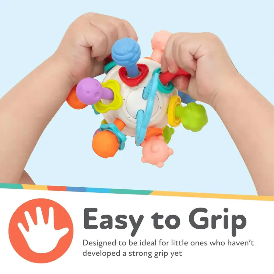 Nuby Textured Twist Ball Baby Teether Infant Toy with Colorful Rattle - 3