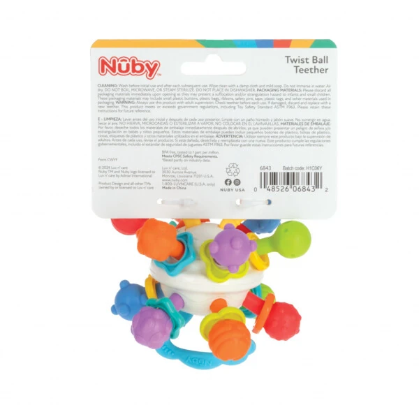 Nuby Textured Twist Ball Baby Teether Infant Toy with Colorful Rattle - 7