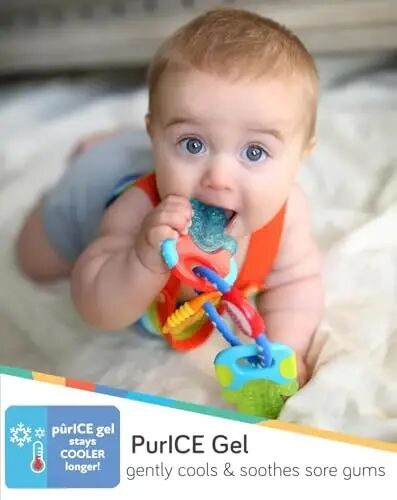 Nuby Ice Gel Teether Keys for Babies, Soft Teething Toy, Blue, 3M+ | Cooling Teethers for Infants, Easy-Hold Textured Teething Toy, Textured for Teething - Nuby (1)