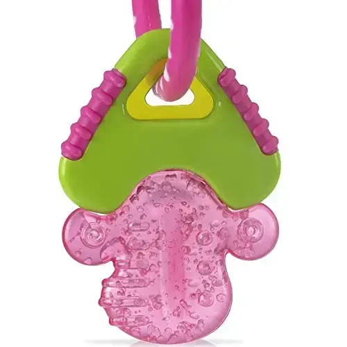 Nuby Ice Gel Teether Keys - Silicone Soothing Baby Teether Toys for Infants - Gentle for Sore Gums Colorful and Fun Toys - Safe and Durable Infant Baby Teething Toy - Pink - 4