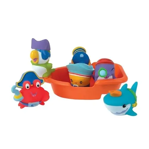 Nuby Pirate Pals Bath Toy Set - Interactive Bath Time Toys - 18+ Months 