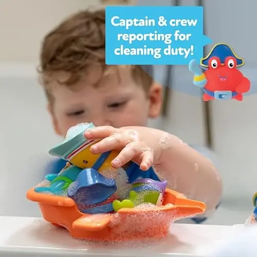 Nuby Pirate Pals Bath Toy Set - Interactive Bath Time Toys - 18+ Months - 6