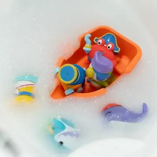 Nuby Pirate Pals Bath Toy Set - Interactive Bath Time Toys - 18+ Months - 7