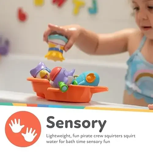 Nuby Pirate Pals Hammom O'yinchoqlar To'plami - Interaktiv Hammom Vaqti O'yinchoqlari - 18+ Oy - 3