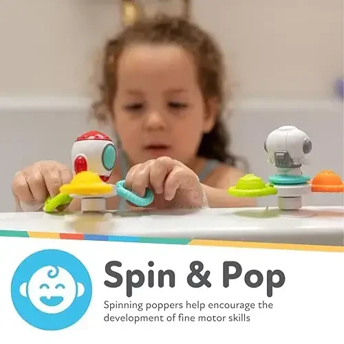Nuby So‘rg‘ichli Spinner o‘yinchoqlar aylantiruvchi Poppers bilan – Oliy stul va hammom uchun 3 dona chaqaloq o‘yinchoqlari, Kosmik mavzu, 12 oydan ortiq - NUBY (1)