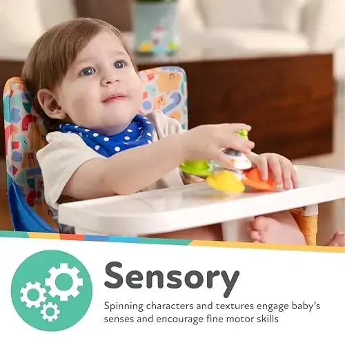 Nuby So‘rg‘ichli Spinner o‘yinchoqlar aylantiruvchi Poppers bilan – Oliy stul va hammom uchun 3 dona chaqaloq o‘yinchoqlari, Kosmik mavzu, 12 oydan ortiq - 3