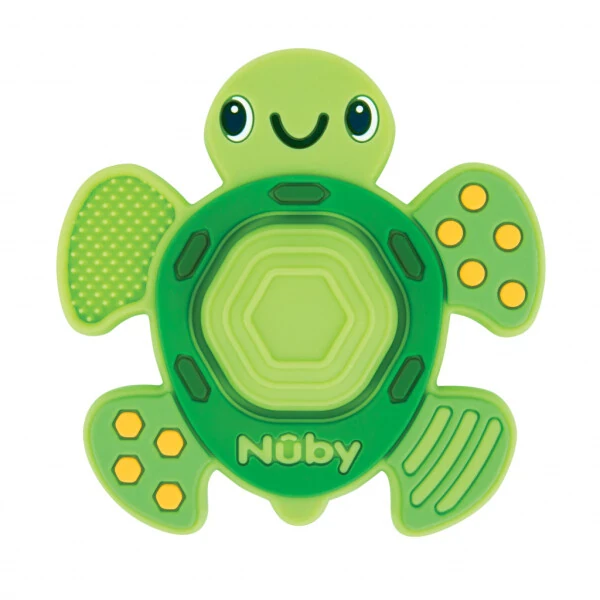 Nuby Teethe N' Pop Sensory Play Teether for Infants, Green Turtle Design - NUBY