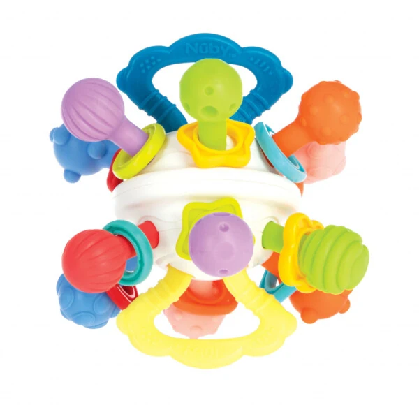 Nuby Textured Twist Ball Baby Teether Toy with Colorful Rattle - 1