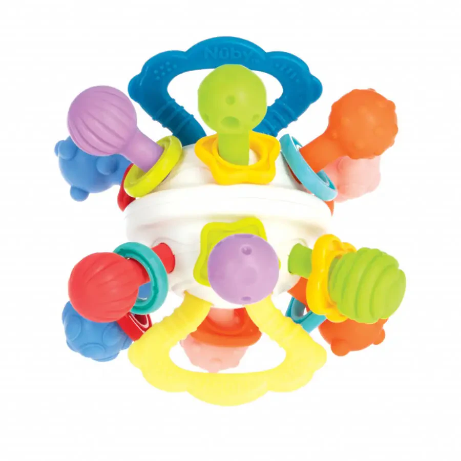 Nuby Textured Twist Ball Baby Teether Toy with Colorful Rattle - 1