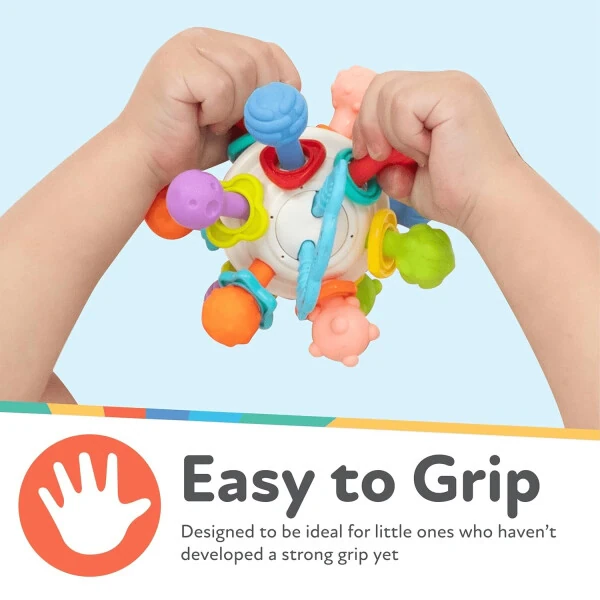 Nuby Textured Twist Ball Baby Teether Toy with Colorful Rattle - 3