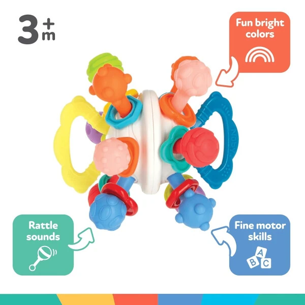 Nuby Textured Twist Ball Baby Teether Toy with Colorful Rattle - 5