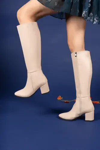 Nude Кожа Женские Сапоги 0012816s-Nude Кожа - 3