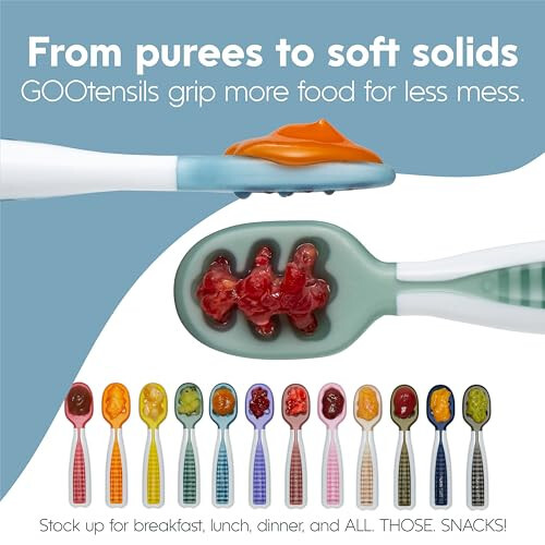 NumNum Baby Spoons Set, Pre-Spoon GOOtensils for Kids Aged 6+ Months - First Stage, Baby Led Weaning (BLW) Teething Spoon - Self Feeding, Silicone Toddler Food Utensils - 2 Spoons, Lilac/Rosebud - 5