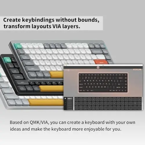 nuphy Air75 V2 Portable 75% Mechanical Keyboard,Wireless Keyboard,Supports Bluetooth/2.4G/USB-C RGB Bluetooth Gaming Keyboards,Compatible with Windows/Mac OS/Linux Systems-Gateron Wisteria Switch - 5