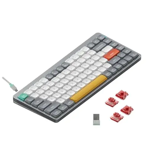 nuphy Air75 V2 Portativ 75% mexanik klaviatura, simsiz klaviatura, Bluetooth/2.4G/USB-C RGB Bluetooth klaviaturalarini qo'llab-quvvatlaydi, Windows/Mac OS/Linux tizimlari bilan mos Grey-Gateron Cowberry Switch - 1