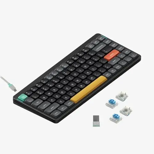 nuphy Air75 V2 Portativ 75% mexanik klaviatura, simsiz klaviatura, Bluetooth/2.4G/USB-C RGB Bluetooth klaviaturalarni qo'llab-quvvatlaydi, Windows/Mac OS/Linux tizimlari bilan mos keladi - Gateron Blue Switch 