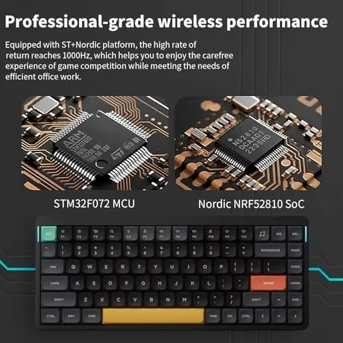 nuphy Air75 V2 Portativ 75% mexanik klaviatura, simsiz klaviatura, Bluetooth/2.4G/USB-C RGB Bluetooth oʻyin klaviaturalarini qoʻllab-quvvatlaydi, Windows/Mac OS/Linux tizimlari bilan mos keladi - Gateron Aloe Switch - 4