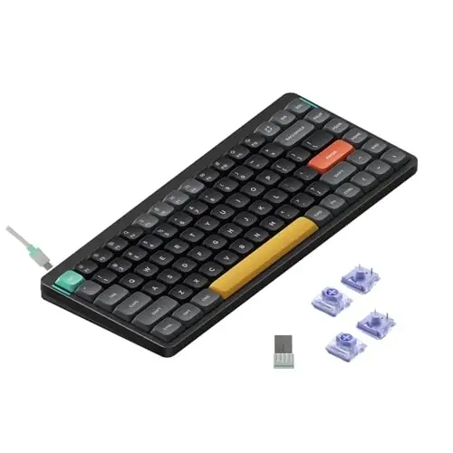 nuphy Air75 V2 Portativ 75% mexanik klaviatura, simsiz klaviatura, Bluetooth/2.4G/USB-C RGB Bluetooth oʻyin klaviaturalarini qoʻllab-quvvatlaydi, Windows/Mac OS/Linux tizimlari bilan mos keladi - Gateron Wisteria kaliti - NUPHY
