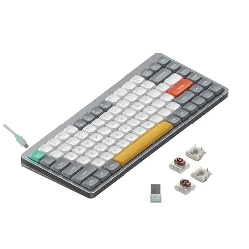 nuphy Air75 V2 Portativ 75% mexanik klaviatura, simsiz klaviatura, Bluetooth/2.4G/USB-C RGB o'yin klaviaturalarini qo'llab-quvvatlaydi, Windows/Mac OS/Linux tizimlari Grey-Gateron Brown Switch bilan mos keladi 