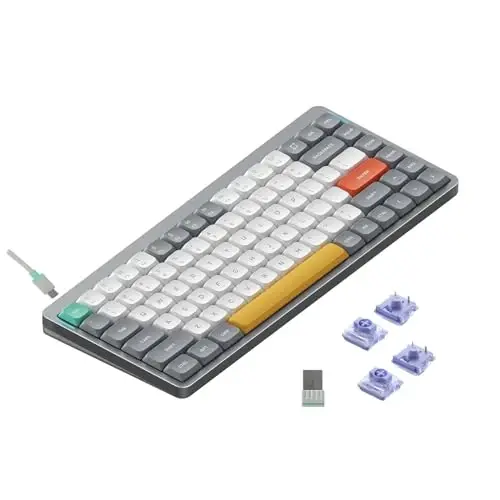 nuphy Air75 V2 Portativ 75% Mexanik Klaviatura,Simsiz Klaviatura,Bluetooth/2.4G/USB-C RGB O'yin Klaviaturalarini Qo'llab-quvvatlaydi,Windows/Mac OS/Linux Tizimlari Grey-Gateron Wisteria Switch bilan mos keladi - 1