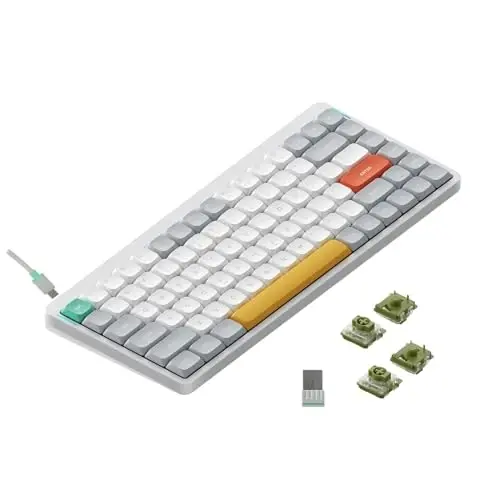 nuphy Air75 V2 Portativ 75% Mexanik Klaviatura,Simsiz Klaviatura,Bluetooth/2.4G/USB-C RGB O'yin Klaviaturalarini Qo'llab-quvvatlaydi,Windows/Mac OS/Linux Tizimlari Oq-Gateron Moss Kaliti bilan Mos keladi - NUPHY