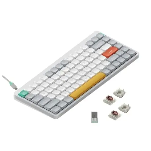 nuphy Air75 V2 Portativ 75% Mexanik Klaviatura,Simsiz Klaviatura,Bluetooth/2.4G/USB-C RGB O'yin Klaviatura,Windows/Mac OS/Linux Tizimlari bilan Mos keladi Oq-Gateron Brown Kaliti - 1