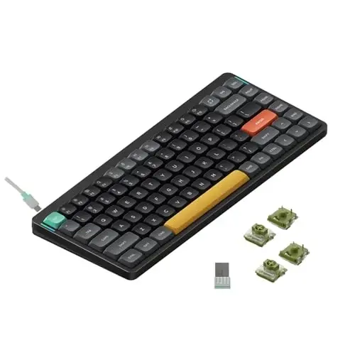 NuPhy Air75 V2 Portativ 75% past profilli klaviatura, 84 tugmali RGB yoritgichli simsiz mexanik klaviatura, Bluetooth/2.4G/USB-C ni qo'llab-quvvatlaydi, Windows/Mac OS/Linux tizimlari bilan mos keladi - Qora Gateron Moss Switch 