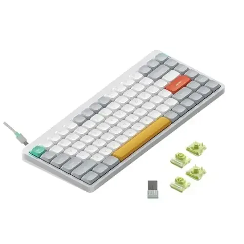 nuphy Air75 V2 Portable 75% Mechanical Keyboard,Wireless Keyboard,Supports Bluetooth/2.4G/USB-C RGB Bluetooth Keyboards,Compatible with Windows/Mac OS/Linux Systems White-Gateron Aloe Switch - NUPHY