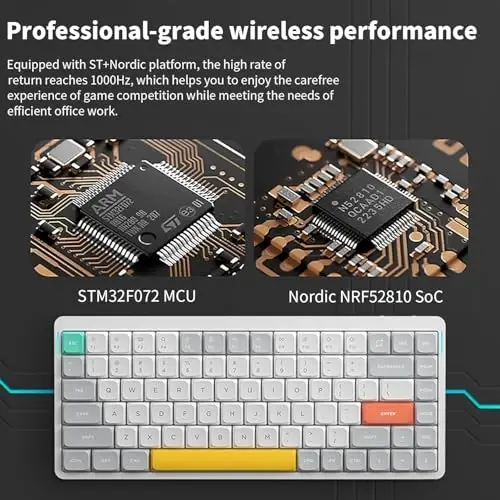 nuphy Air75 V2 Portable 75% Mechanical Keyboard,Wireless Keyboard,Supports Bluetooth/2.4G/USB-C RGB Bluetooth Keyboards,Compatible with Windows/Mac OS/Linux Systems White-Gateron Blue Switch - 5