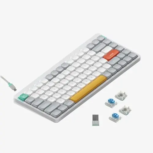 nuphy Air75 V2 Portable 75% Mechanical Keyboard,Wireless Keyboard,Supports Bluetooth/2.4G/USB-C RGB Bluetooth Keyboards,Compatible with Windows/Mac OS/Linux Systems White-Gateron Blue Switch - 1