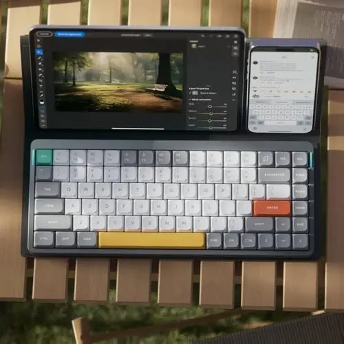nuphy Air75 V2 Portable 75% Mechanical Keyboard,Wireless Keyboard,Supports Bluetooth/2.4G/USB-C RGB Bluetooth Keyboards,Compatible with Windows/Mac OS/Linux Systems Grey-Gateron Cowberry Switch - 3