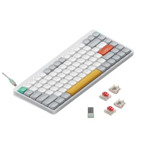 nuphy Air75 V2 Portable 75% Mechanical Keyboard,Wireless Keyboard,Supports Bluetooth/2.4G/USB-C RGB Gaming Keyboards,Compatible with Windows/Mac OS/Linux Systems White-Gateron Red Switch - 1