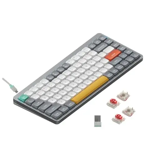 nuphy Air75 V2 Portable 75% Mechanical Keyboard,Wireless Keyboard,Supports Bluetooth/2.4G/USB-C RGB Gaming Keyboards,Compatible with Windows/Mac OS/Linux Systems Grey-Gateron Red Switch - 1