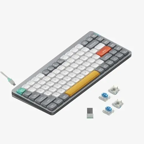 nuphy Air75 V2 Portable 75% Mechanical Keyboard,Wireless Keyboard,Supports Bluetooth/2.4G/USB-C RGB Gaming Keyboards,Compatible with Windows/Mac OS/Linux Systems Grey-Gateron Blue Switch - 1