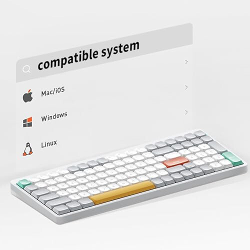 nuphy Air96 V2 Wireless Mechanical Keyboard,100 Keys RGB Backlit Keyboard,Supports Bluetooth 5.1,2.4G and Wired Connection,for PC/Laptop/Windows/Mac -White Gateron Brown Switch - 4