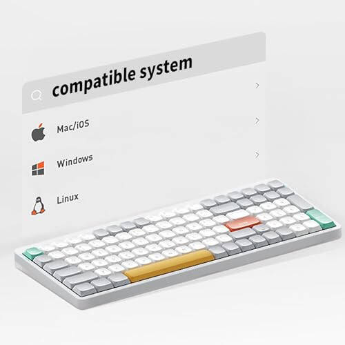 nuphy Air96 V2 Wireless Mechanical Keyboard,100 Keys RGB Backlit Keyboard,Supports Bluetooth 5.1,2.4G and Wired Connection,for PC/Laptop/Windows/Mac -White Gateron Brown Switch - 4