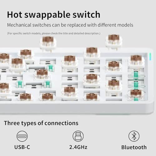 nuphy Air96 V2 Wireless Mechanical Keyboard,100 Keys RGB Backlit Keyboard,Supports Bluetooth 5.1,2.4G and Wired Connection,for PC/Laptop/Windows/Mac -White Gateron Brown Switch - 5