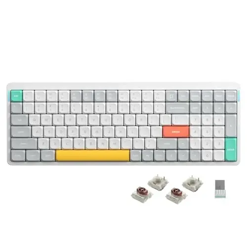 nuphy Air96 V2 Wireless Mechanical Keyboard,100 Keys RGB Backlit Keyboard,Supports Bluetooth 5.1,2.4G and Wired Connection,for PC/Laptop/Windows/Mac -White Gateron Brown Switch 