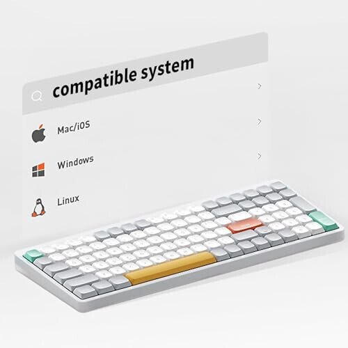 nuphy Air96 V2 Wireless Mechanical Keyboard,100 Keys RGB Backlit Keyboard,Supports Bluetooth 5.1,2.4G and Wired Connection,for PC/Laptop/Windows/Mac -White Gateron Brown Switch - 4