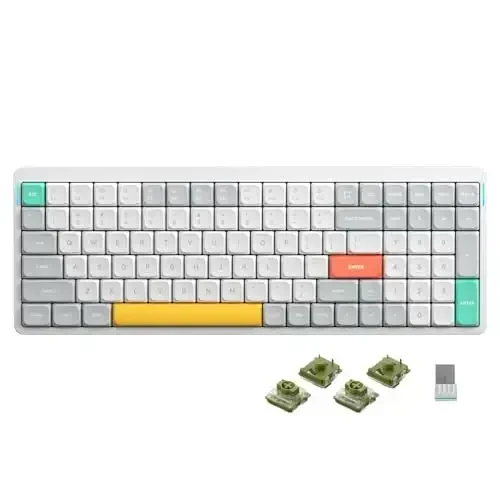 nuphy Air96 V2 Wireless Mechanical Keyboard,100 Keys Gaming Keyboard,Supports Bluetooth 5.1,2.4G and Wired Connection,for PC/Laptop/Windows/Mac -White Gateron Moss Switch - 1