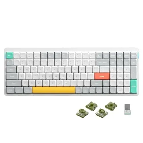 nuphy Air96 V2 Wireless Mechanical Keyboard,100 Keys Gaming Keyboard,Supports Bluetooth 5.1,2.4G and Wired Connection,for PC/Laptop/Windows/Mac -White Gateron Moss Switch - NUPHY
