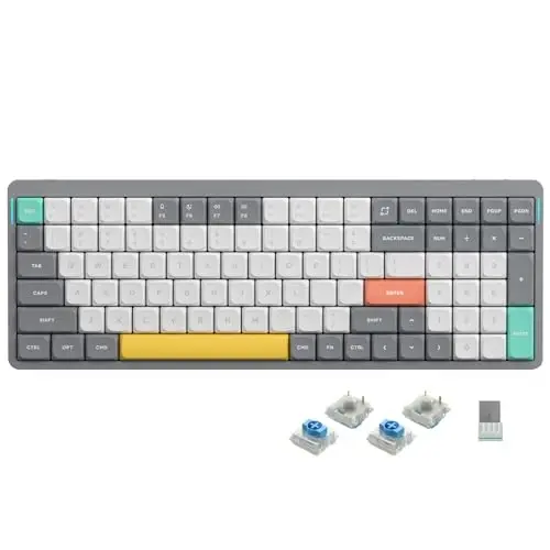 nuphy Air96 V2 Wireless Mechanical Keyboard,100 Keys Gaming Keyboard,Supports Bluetooth 5.1,2.4G and Wired Connection,for PC/Laptop/Windows/Mac -Grey Gateron Blue Switch 