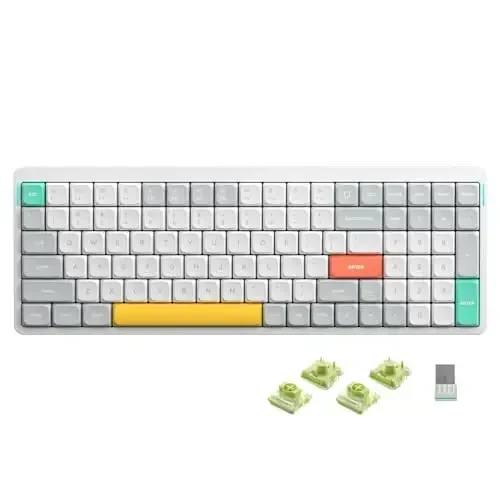 nuphy Air96 V2 Wireless Mechanical Keyboard,100 Keys RGB Backlit Keyboard,Supports Bluetooth 5.1,2.4G and Wired Connection,for PC/Laptop/Windows/Mac -White Gateron Aloe Switch - 1