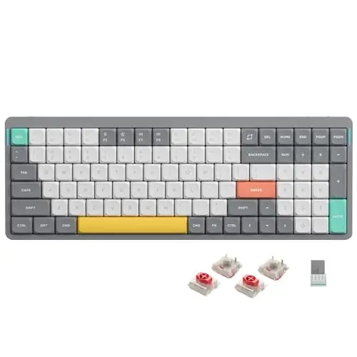 nuphy Air96 V2 Wireless Mechanical Keyboard,100 Keys RGB Backlit Keyboard,Supports Bluetooth 5.1,2.4G and Wired Connection,for PC/Laptop/Windows/Mac -Grey Gateron Red Switch - 1