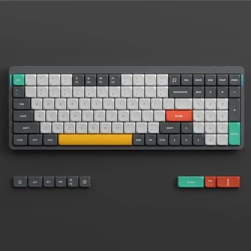 nuphy Air96 V2 Wireless Mechanical Keyboard,100 Keys RGB Backlit Keyboard,Supports Bluetooth 5.1,2.4G and Wired Connection,for PC/Laptop/Windows/Mac -Grey Gateron Red Switch - 3