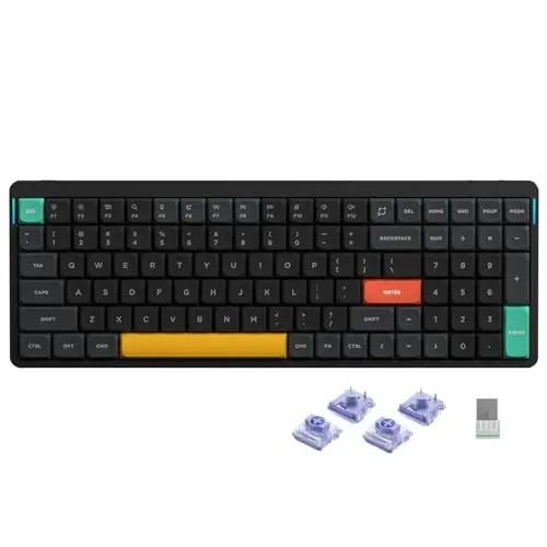 nuphy Air96 V2 Wireless Mechanical Keyboard,100 Keys RGB Backlit Keyboard,Supports Bluetooth 5.1,2.4G and Wired Connection,for PC/Laptop/Windows/Mac -Black Gateron Wisteria Switch - 1