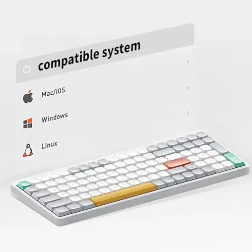 nuphy Air96 V2 Wireless Mechanical Keyboard,100 Keys RGB Backlit Keyboard,Supports Bluetooth 5.1,2.4G and Wired Connection,for PC/Laptop/Windows/Mac -White Gateron Blue Switch - 4