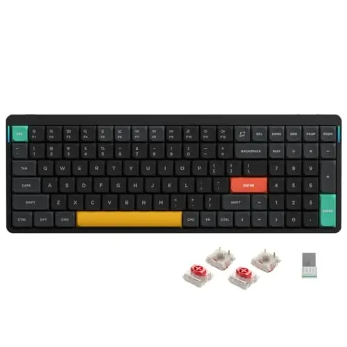 nuphy Air96 V2 Wireless Mechanical Keyboard,100 Keys RGB Backlit Keyboard,Supports Bluetooth 5.1,2.4G and Wired Connection,for PC/Laptop/Windows/Mac -Black Gateron Red Switch - 1