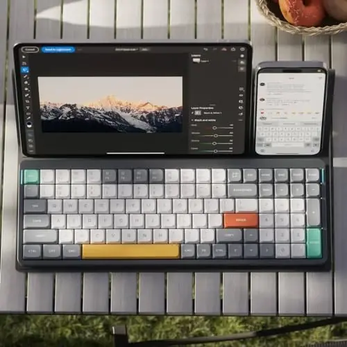 nuphy Air96 V2 Simsiz Mexanik Klaviatura, 100 Tugmali RGB Orqa Yoritilgan Klaviatura, Bluetooth 5.1, 2.4G va Simli Ulanishni Qo'llab-quvvatlaydi, PC/Noutbuk/Windows/Mac uchun - Kulrang Gateron Red Switch - 4