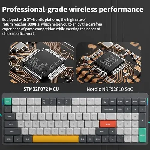 nuphy Air96 V2 simsiz mexanik klaviatura, 100 tugmali RGB yoritgichli klaviatura, Bluetooth 5.1, 2.4G va simli ulanishni qo'llab-quvvatlaydi, PC/Laptop/Windows/Mac uchun - Grey Gateron Wisteria Switch - 5